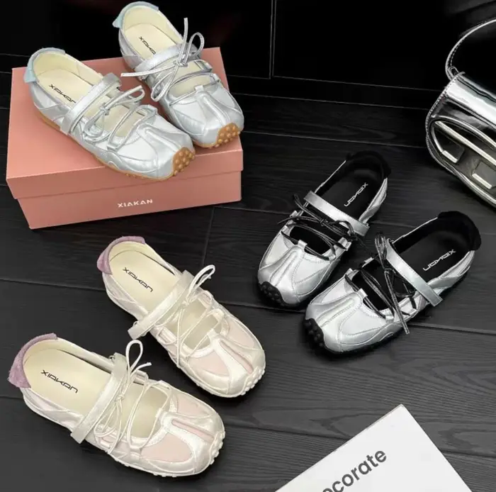 Baskets Mary Jane argentées Style Ballet Punk pour femmes