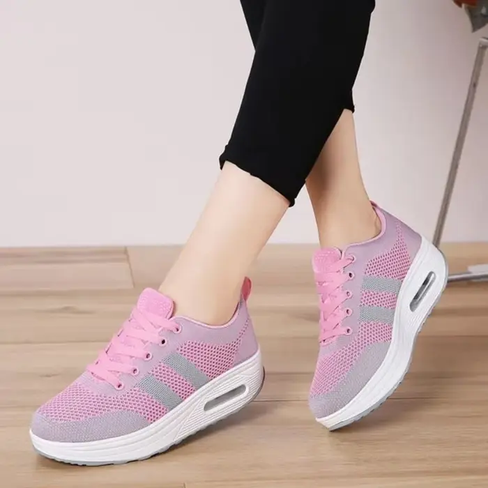 Nouvelles Chaussures Décontractées Femme 2025 – Baskets Respirantes à Semelle Compensée, Tendance et Confortables, en Maille Respirante, à Enfiler, Coupe Basse