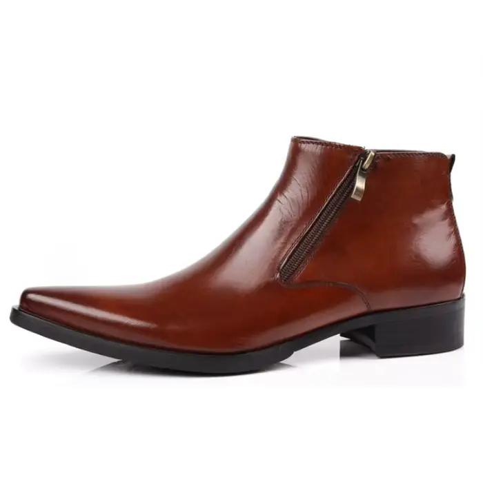 Bottes courtes formelles anglaises avec chaussures noires pointues à double fermeture éclair