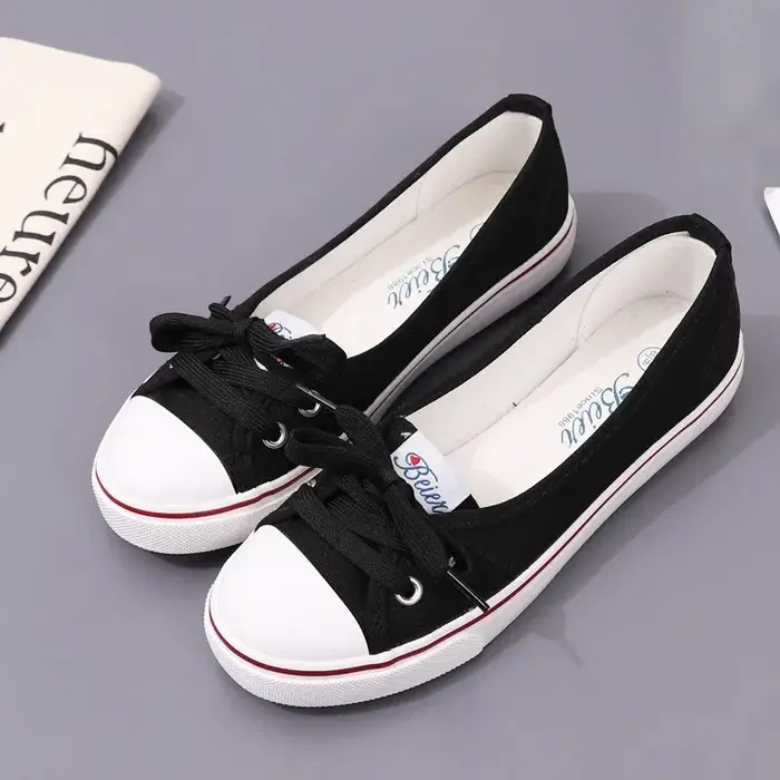 Baskets à plateforme en toile pour femmes, petites baskets blanches, coupe peu profonde, chaussures 