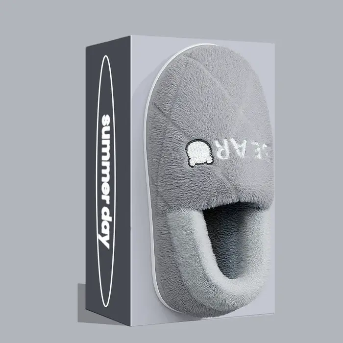 Pantoufles en fourrure pour hommes et femmes, chaussures en coton non ald, toboggans confortables, cheville en peluche, semelle souple, chaud, intérieur, maison, hiver, mode