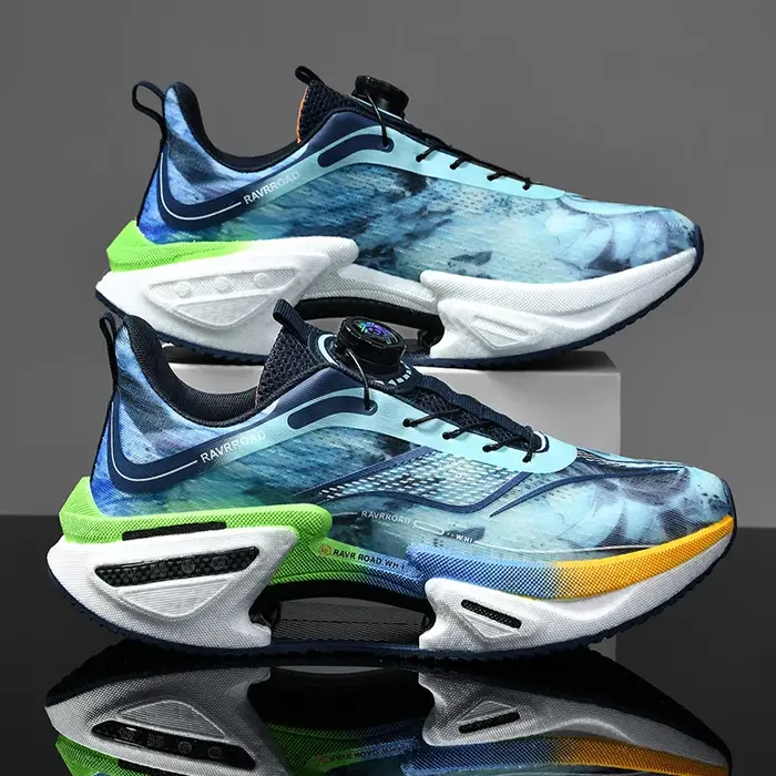 Chaussures de course élastiques pour hommes, chaussures de sport à plaque de carbone et boucle rotat
