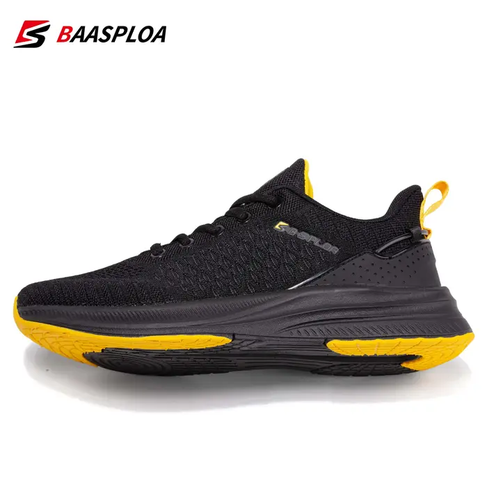 Baasploa nouveaux hommes tricot chaussures de marche décontractées respirant baskets à la mode Original léger Absorption des chocs mâle chaussure de Tennis