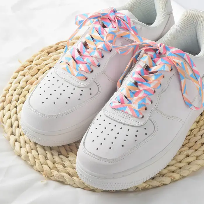 Crème glacée lacets de chaussures colorés pour Tennis lacets dégradés plats pour baskets arc-en-ciel