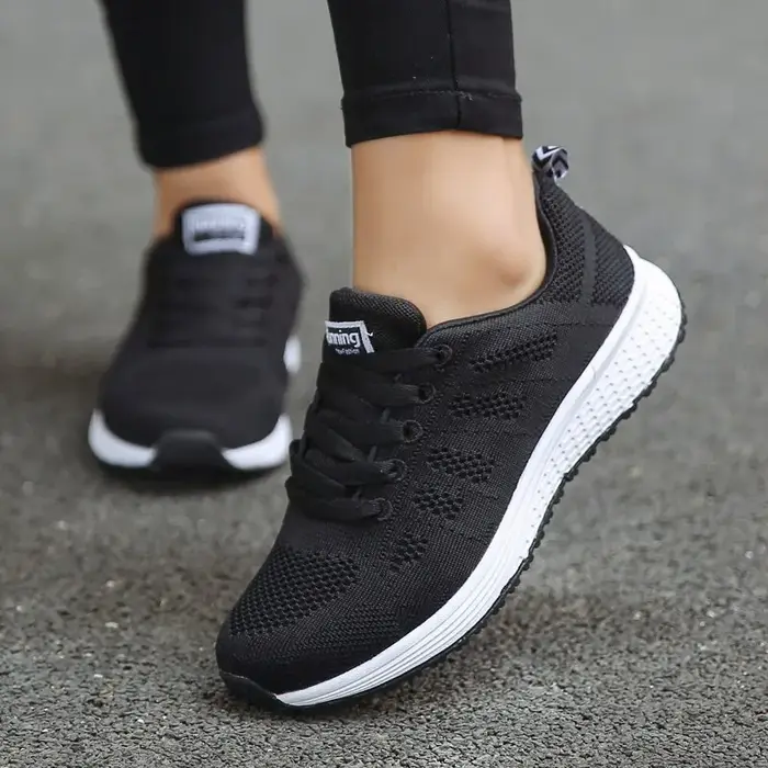 Femmes Chaussures Décontractées Mode Respirant Marche Maille FlatShoesSneakers Blanc Femme