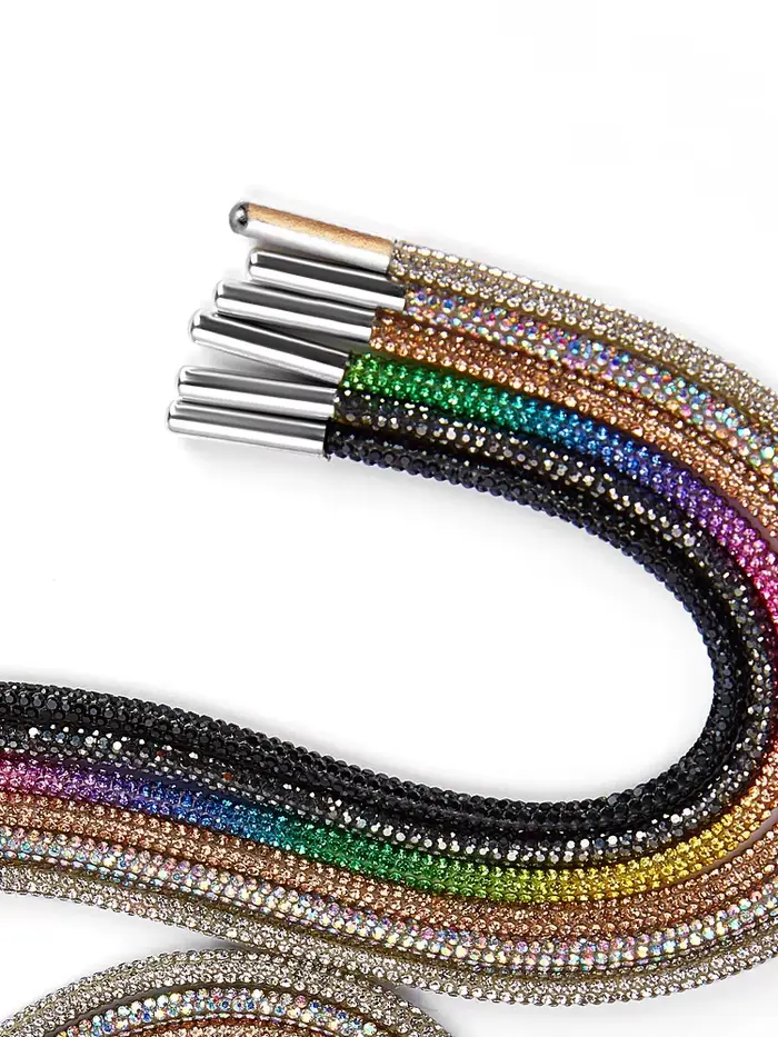 1 pièces lacets ronds en strass arc-en-ciel diamant lacet baskets lacets de chaussures cordon bricol