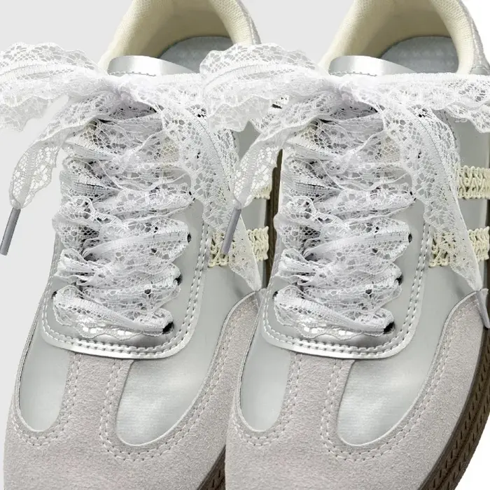 Lacets de baskets plats élégants en dentelle de 2.9CM de largeur pour femmes