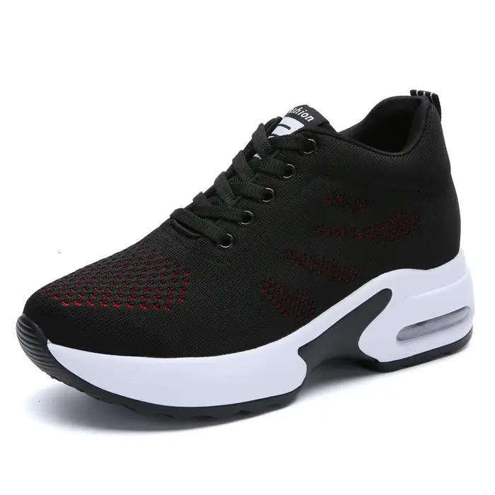 Chaussures de marche hautes pour femmes, chaussures de sport compensées, semelle optique, baskets de
