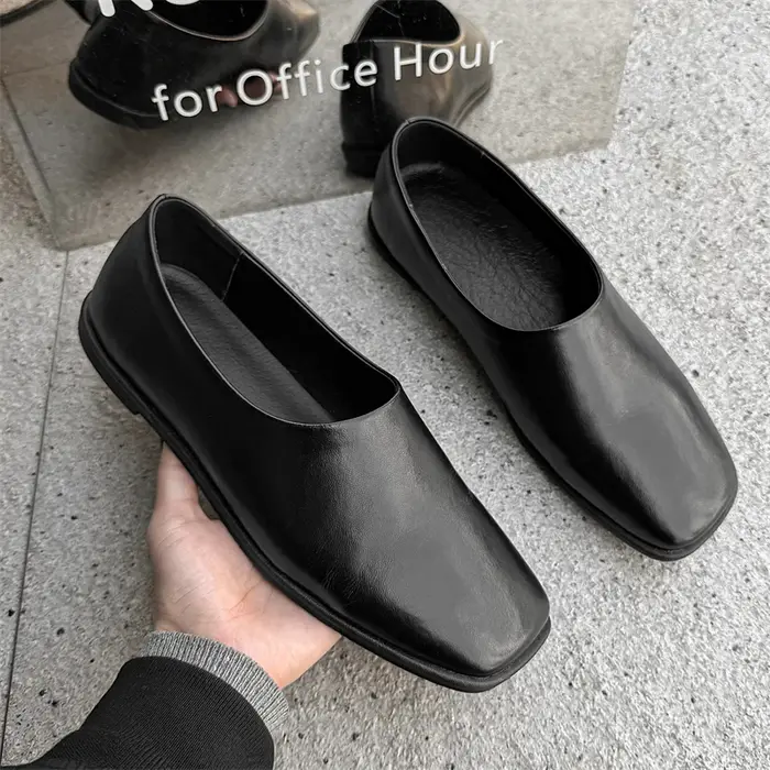 Chaussures de bureau en cuir véritable à fond souple pour hommes
