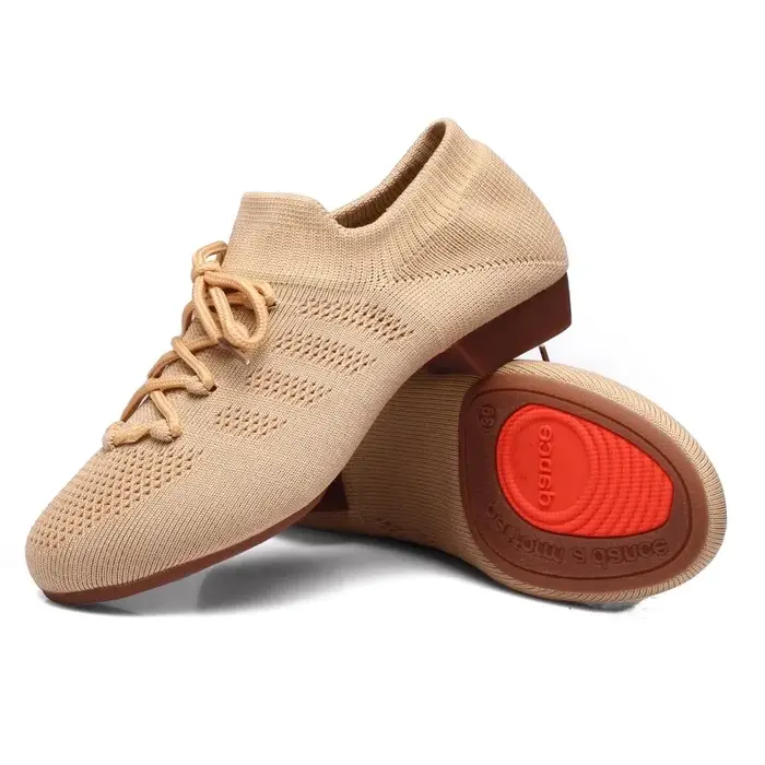 Chaussures à talons bas en maille souple pour femmes et filles