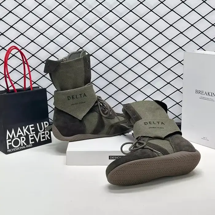 Chaussures de sport montantes pour femme, collection automne 2026, décontractées, en toile, pour la marche, bottes de neige à lacets, bout rond, tendance, Zapatillas Mujer