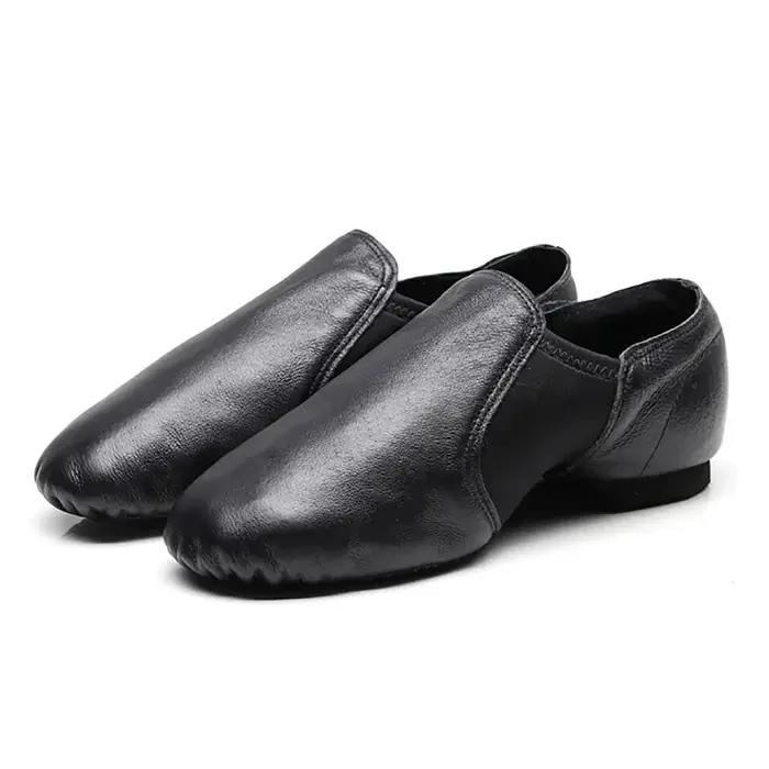 24-44 Coupons femmes sans lacet baskets en cuir véritable chaussure de danse pour hommes adultes enfants filles noir