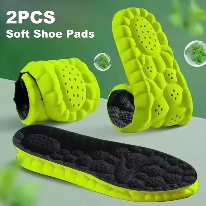 1/2 paire de semelles intérieures de sport 4D, semelle en PU, douces, respirantes, absorption des ch