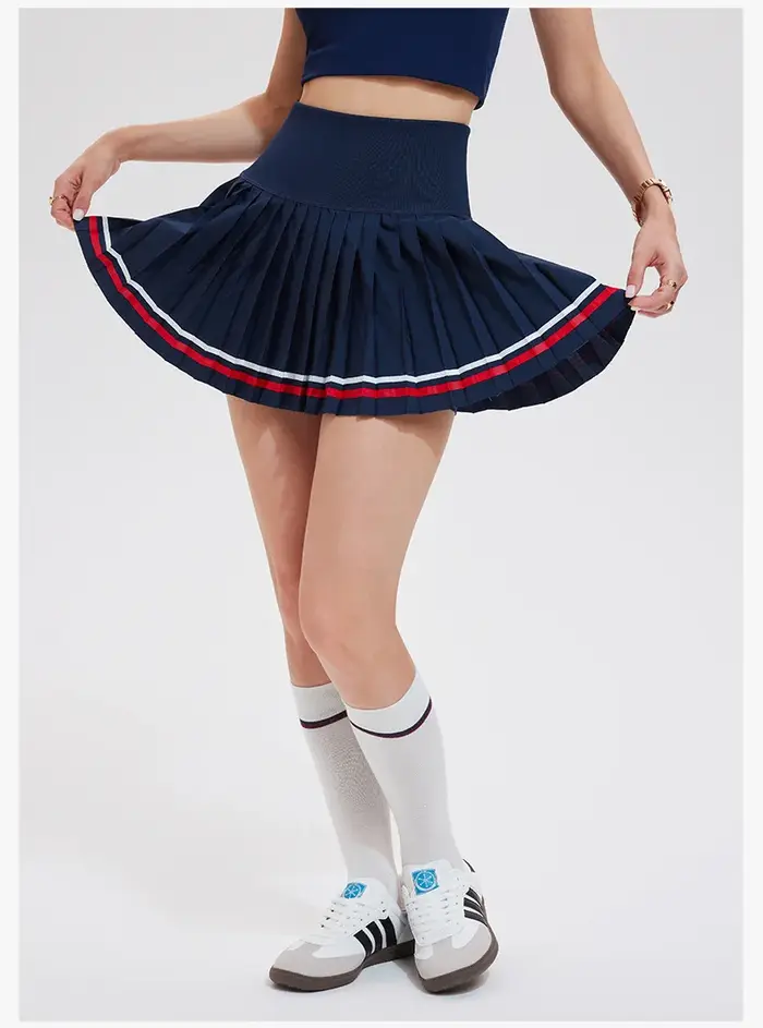 Jupe de sport pour femme, plissée, mi-longue, séchage rapide, avec doublure, idéale pour le tennis, le fitness, le yoga et le badminton
