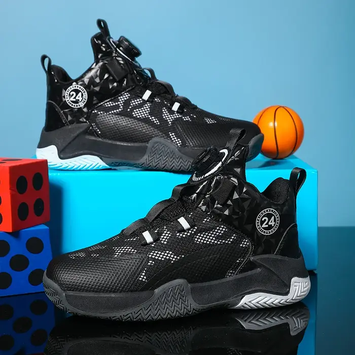 Chaussures de basket-ball jaunes pour enfants, chaussures de sport respirantes en maille pour adoles