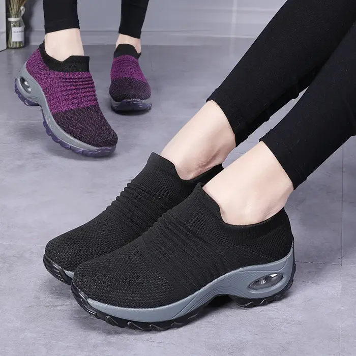 Femmes baskets mode respirant marche maille plate-forme chaussures