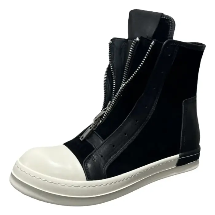 Chaussures en cuir style urbain à double fermeture éclair