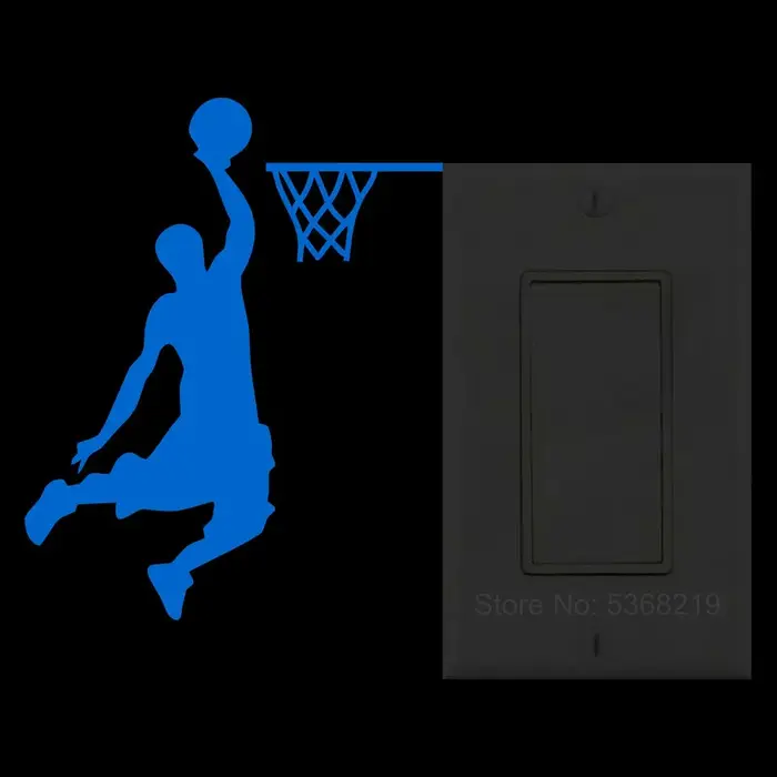 Autocollant mural lumineux en vinyle pour joueur de basket-ball Dunk