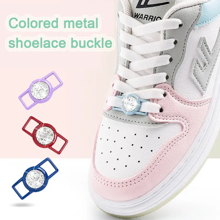 Luxueux pierres précieuses diamant lacets décoratifs boucle en métal chaussures breloques couleur la