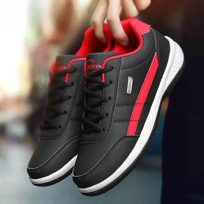 Chaussures à lacets vulcanisées pour hommes, baskets en cuir imperméables, décontractées et conforta