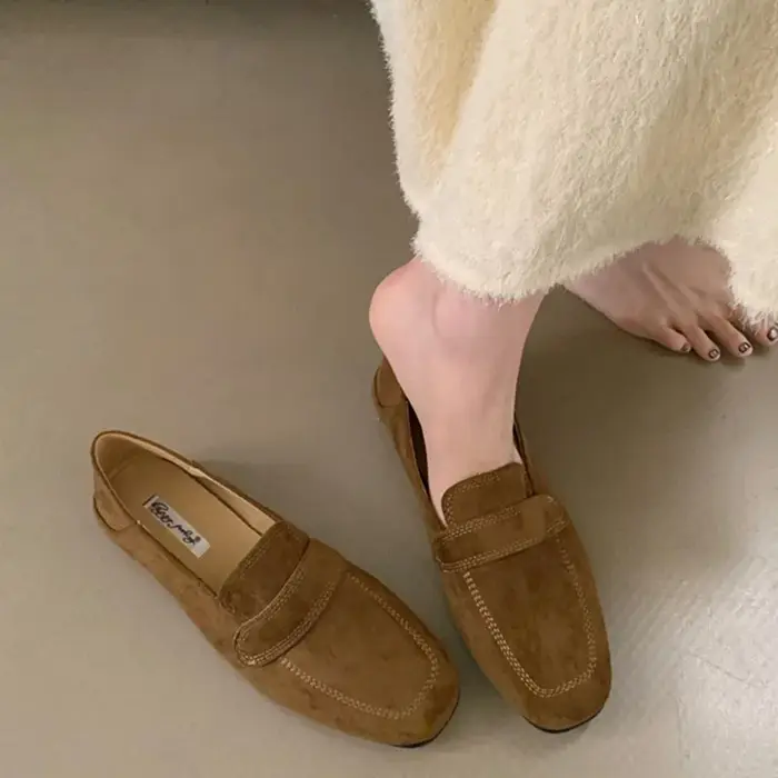 2025 nouvelle marque femmes chaussures plates bout rond peu profond sans lacet dames