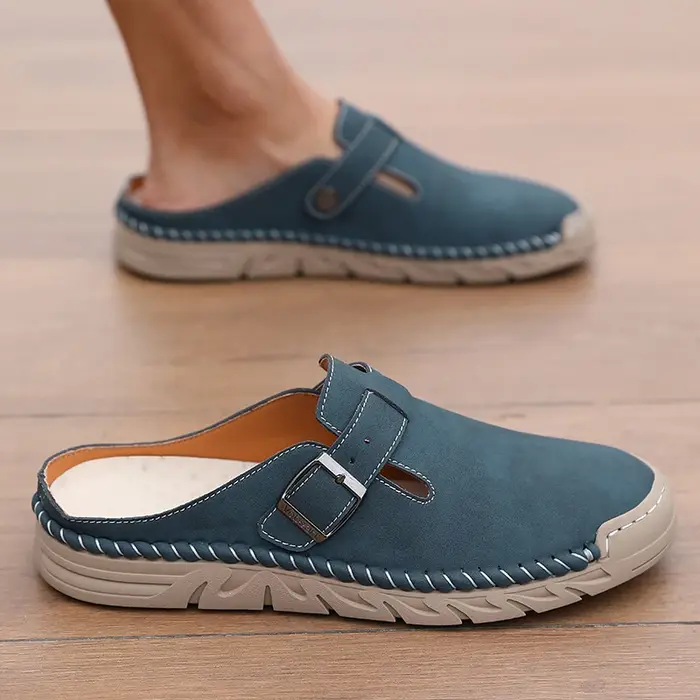 Chaussures semi-ouvertes de haute qualité, nouvelle collection 2026, mocassins en cuir confortables et décontractés pour hommes, respirants, pour la marche en extérieur