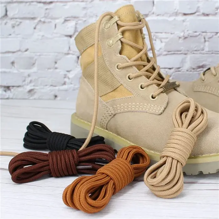 2 pièces/paire de lacets ronds en Polyester solide noir marron pour bottes Marten femmes hommes