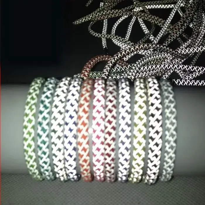 Lacets réfléchissants fluorescents, 1 paire, pour baskets, lacets de chaussures à corde ronde yezy 3