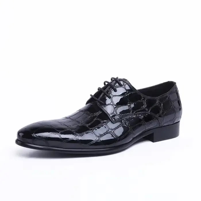 Chaussures en cuir de style européen pour hommes, cuir verni britannique, bout pointu, chaussures d'