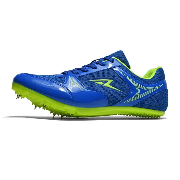 Chaussures de course sur piste bleues pour hommes et femmes, respirantes, pour l'été, avec pointes,