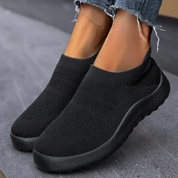 Baskets de Sport à fond plat pour femmes, respirantes et confortables, chaussettes à enfiler, couleu