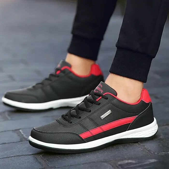 Chaussures en cuir pour hommes, baskets imperméables, décontractées et confortables, chaussures à lacets vulcanisées pour hommes