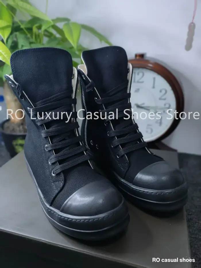 Chaussures décontractées classiques Ro entièrement noires en toile pour hommes