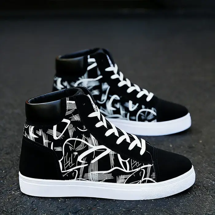 Style de rue mode baskets hommes chaussures décontractées plat respirant haut noir rouge marque chau