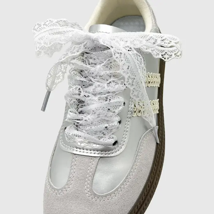 1 paire de lacets de chaussures noirs et blancs, accessoires en dentelle, lacets plats pour baskets,
