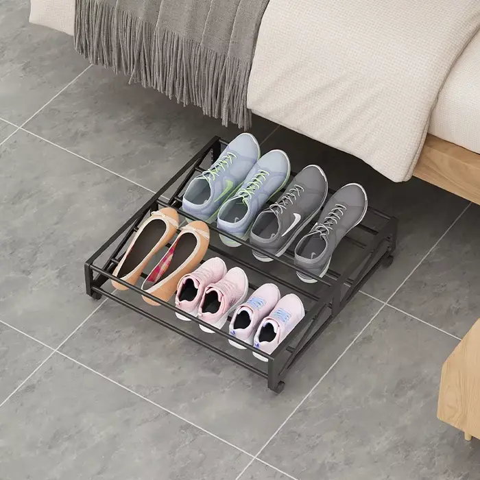 Boîte à chaussures multifonctionnelle avec roulettes, boîte à chaussures rectangulaire/support de rangement pour chaussures, idéale pour le rangement sous le lit, sous le bureau, sous le canapé, sous