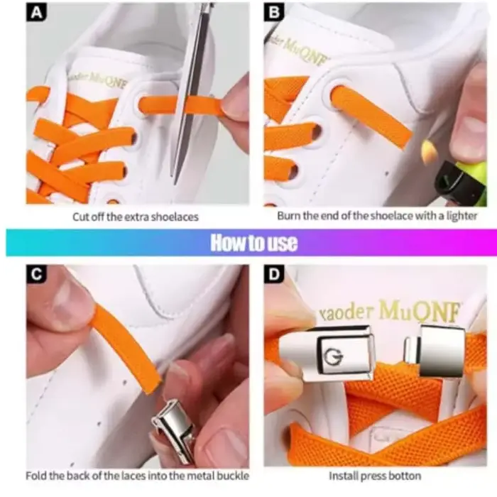 10 pièces de boucles de lacets en métal à dégagement rapide, sans nœud, élégantes, à pression - Ajustement réglable et sans tracas
