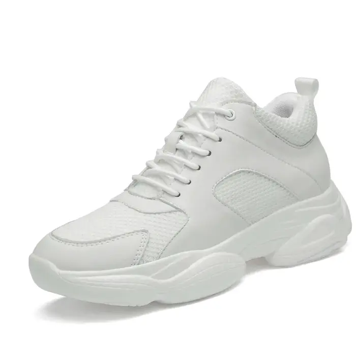 Baskets de mode homme ascenseur chaussures hauteur augmenter semelle intérieure 8 cm blanc noir chau