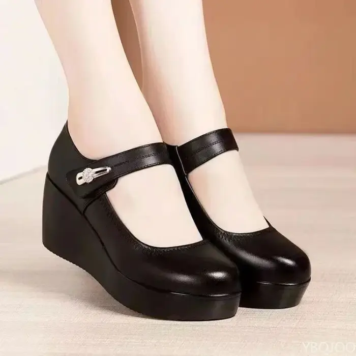Nouvelles chaussures décontractées à bout rond pour femmes, confortables à semelle épaisse, polyvalentes, à talons hauts et compensés, escarpins pour femmes, Zapatos Mujer