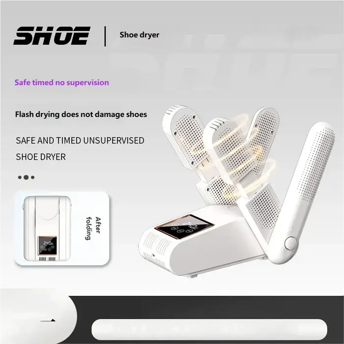 Sèche-chaussures Sèche-chaussures électrique portable 180 °   Écran intelligent pliable pour chaussures, gants, chapeaux, chaussettes, bottes de Ski