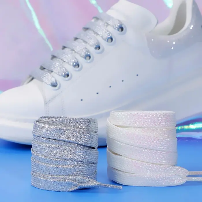 1 paire de lacets à paillettes colorés pour chaussures plates