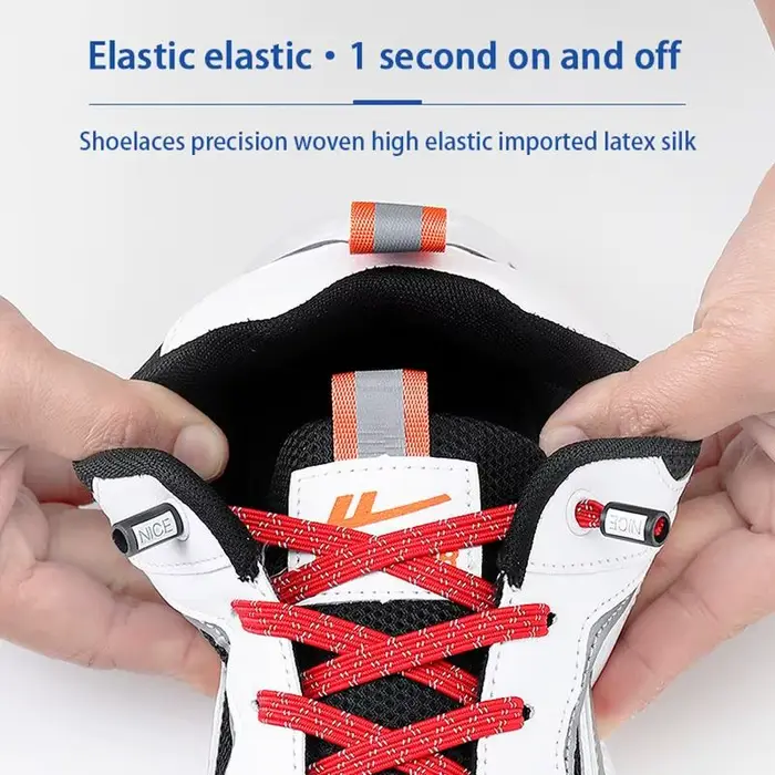 Lacets élastiques réfléchissants sans nœuds, pour chaussures de sport, plates, pour enfants et adult