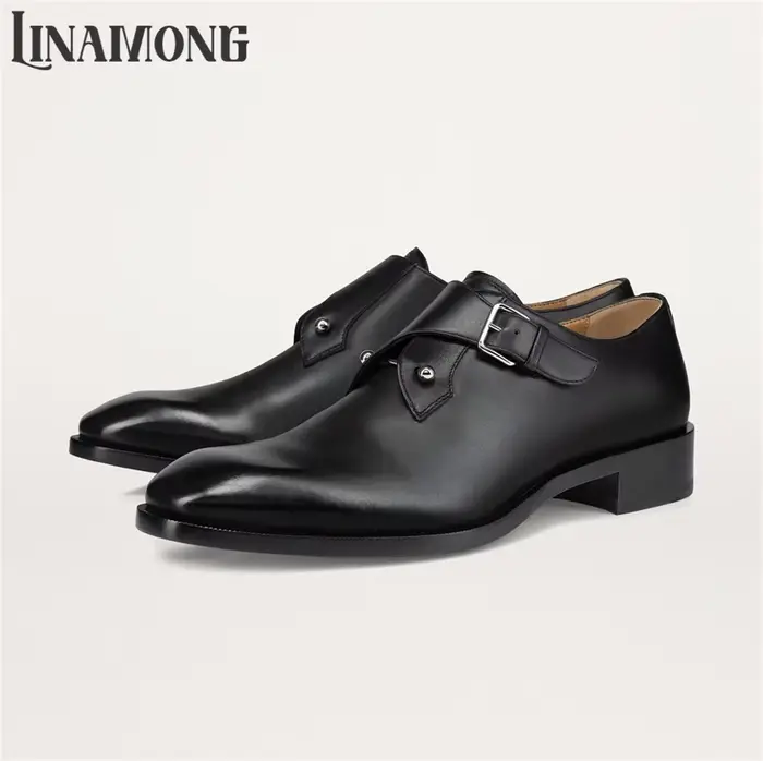 Chaussures Monk en Cuir de Veau avec Boucle Métallique