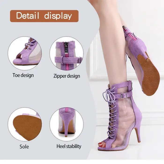 Printemps/été nouvelles chaussures de danse femme violet/noir