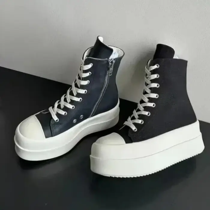 Baskets montantes punk pour femmes en toile à plateforme