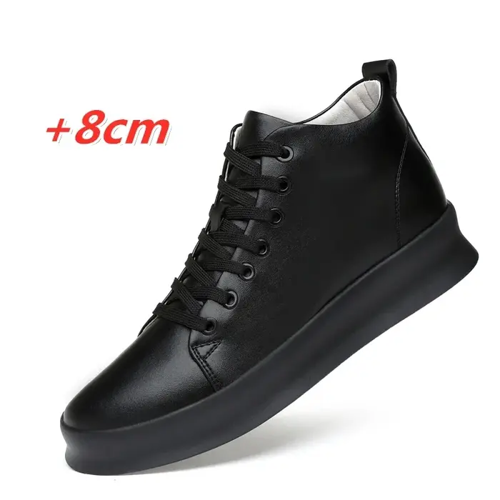 Hommes baskets hauteur augmenter chaussures pour hommes semelle intérieure décontractée 8 cm blanc n