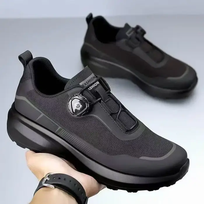 Chaussures de course d'extérieur respirantes 2025 – Baskets décontractées à bouton rotatif et semelle épaisse pour hommes et femmes