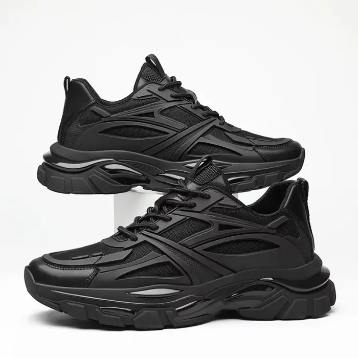 Hiver gros rehaussement baskets homme en cuir véritable maille ascenseur chaussures chaud semelle ép