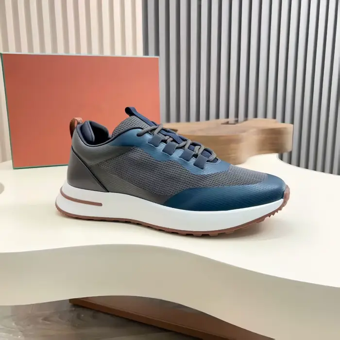 Nouvelles baskets décontractées pour hommes en maille et cuir patchwork, chaussures de course basses