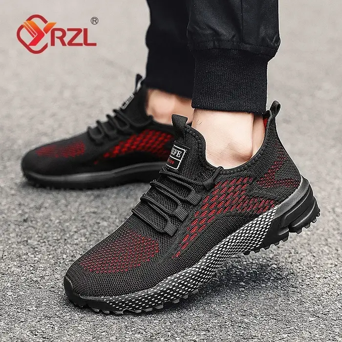 YRZL chaussures de course hommes confortable léger gris marche baskets respirant Air maille antidérapant décontracté
